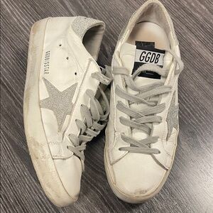 Golden Goose Silver glitter star super stars sz 37